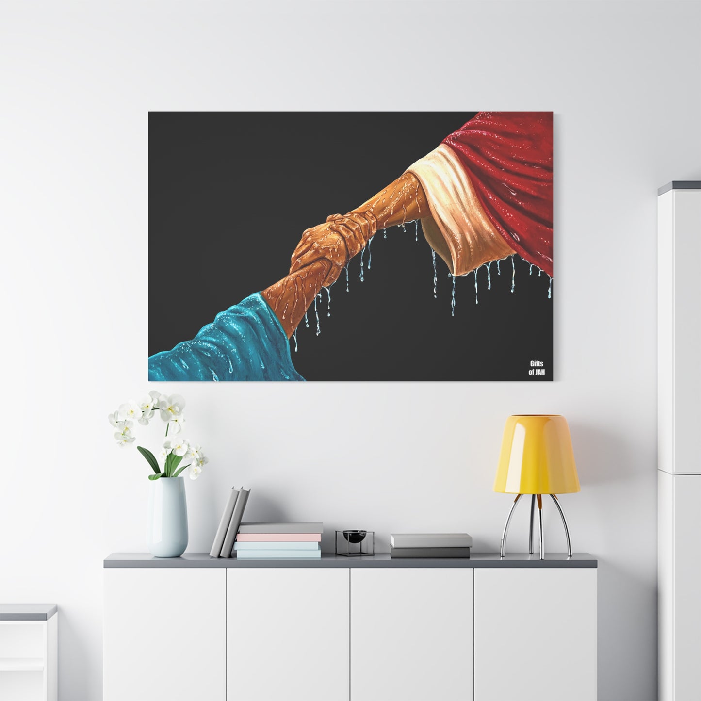 Keep Your Eyes on Him | Religious Helping Hands Matte Canvas Wall Art, Faith-Inspired Art