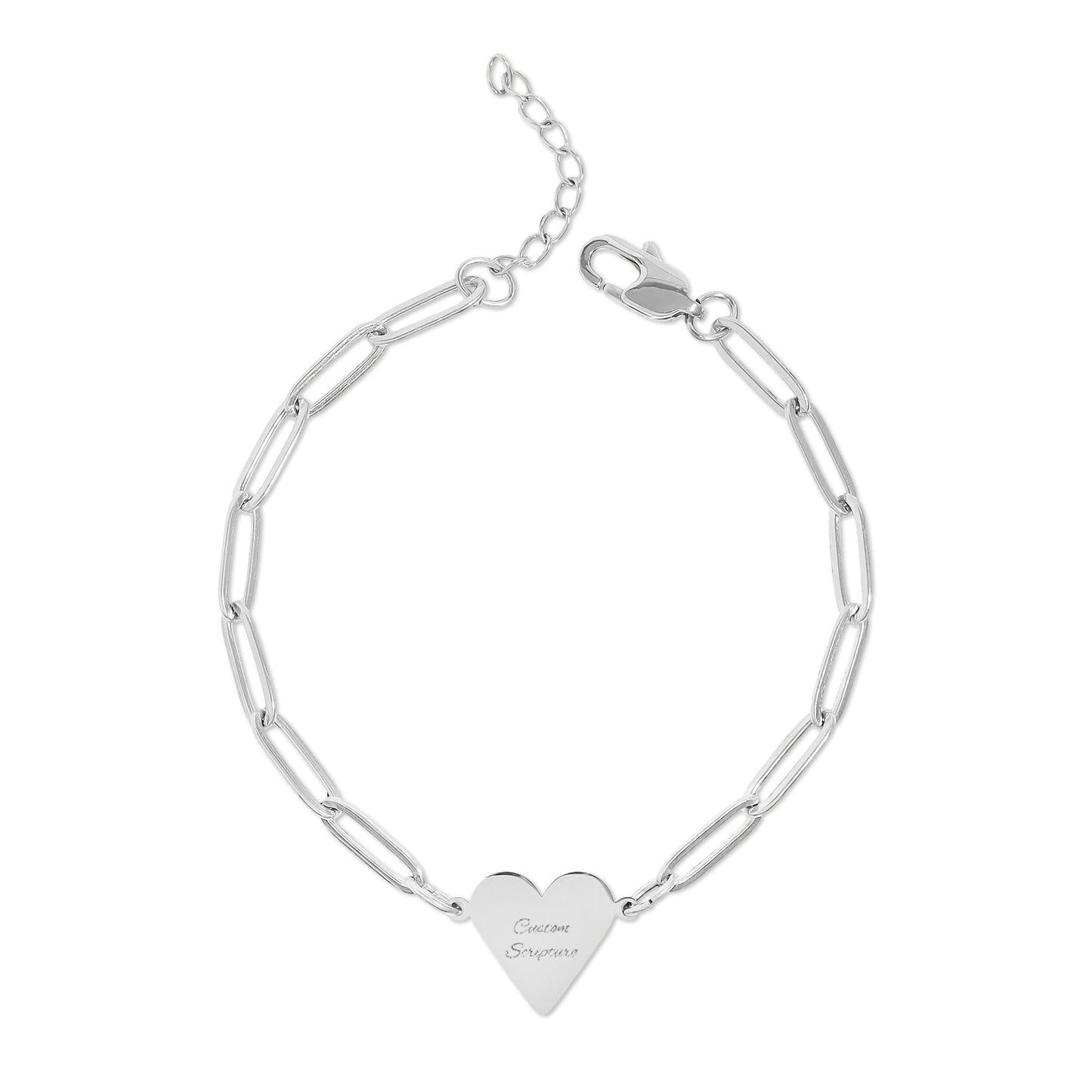 Personalized Heart Bracelet (Engraving) | Custom Scripture Paperclip Bracelet