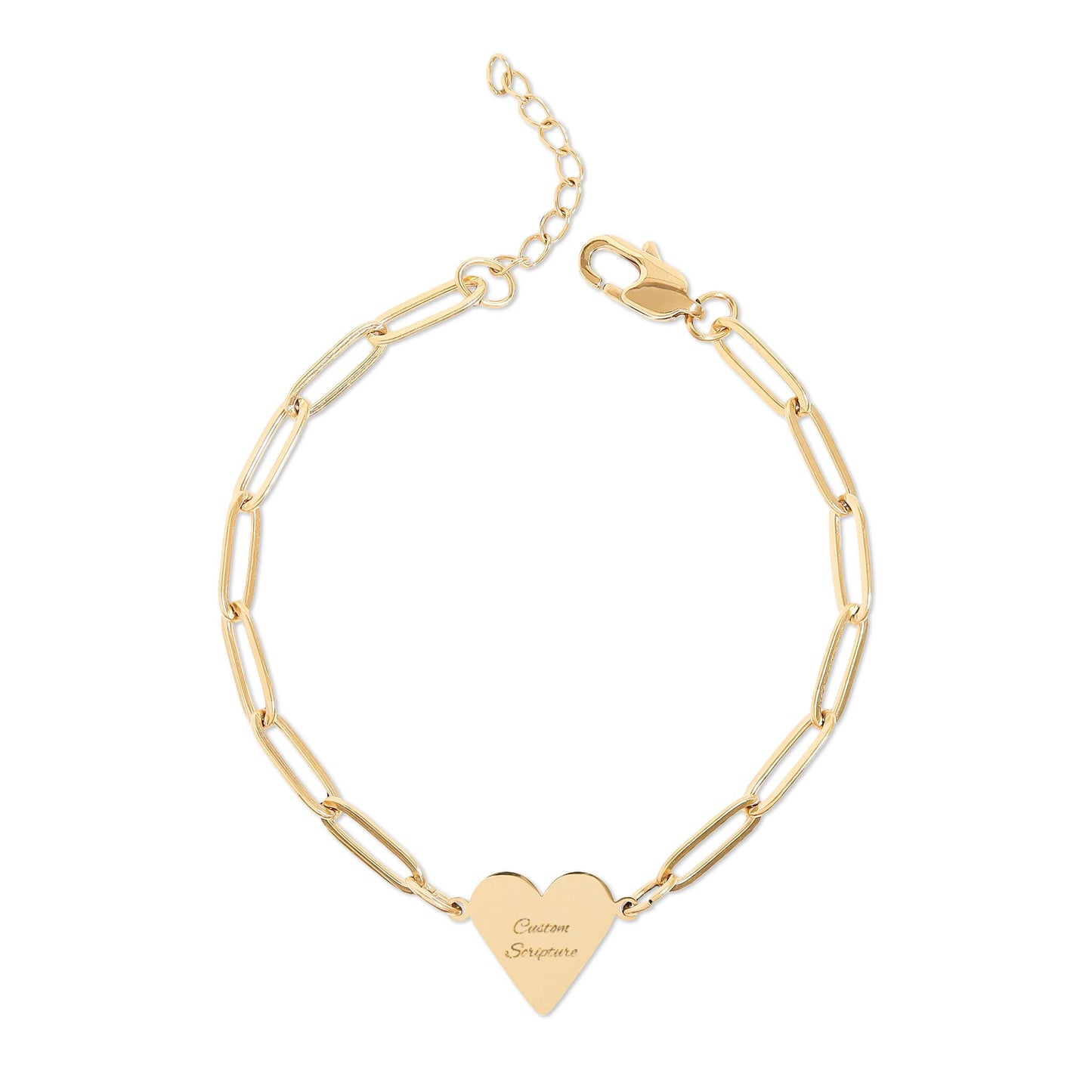 Personalized Heart Bracelet (Engraving) | Custom Scripture Paperclip Bracelet