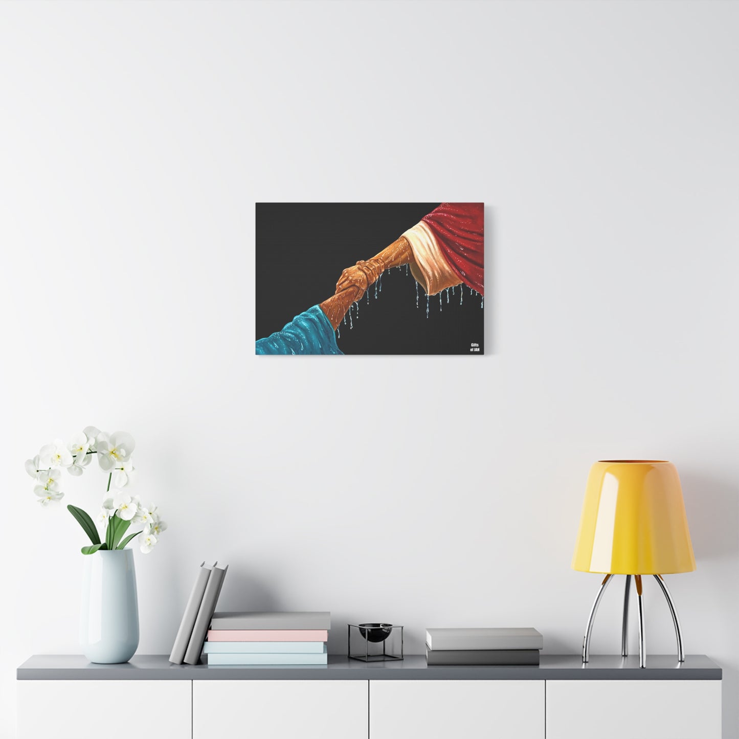 Keep Your Eyes on Him | Religious Helping Hands Matte Canvas Wall Art, Faith-Inspired Art