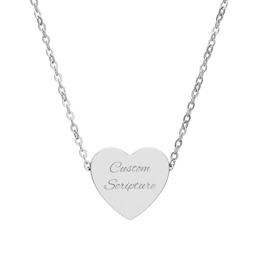 Personalized Heart Necklace (Engraving) | Custom Scripture Necklace