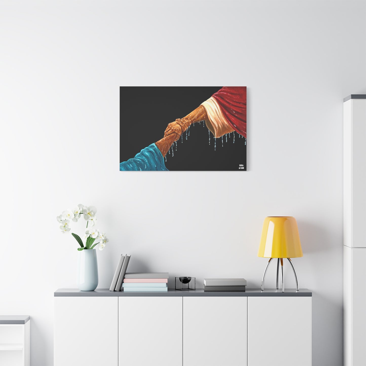 Keep Your Eyes on Him | Religious Helping Hands Matte Canvas Wall Art, Faith-Inspired Art