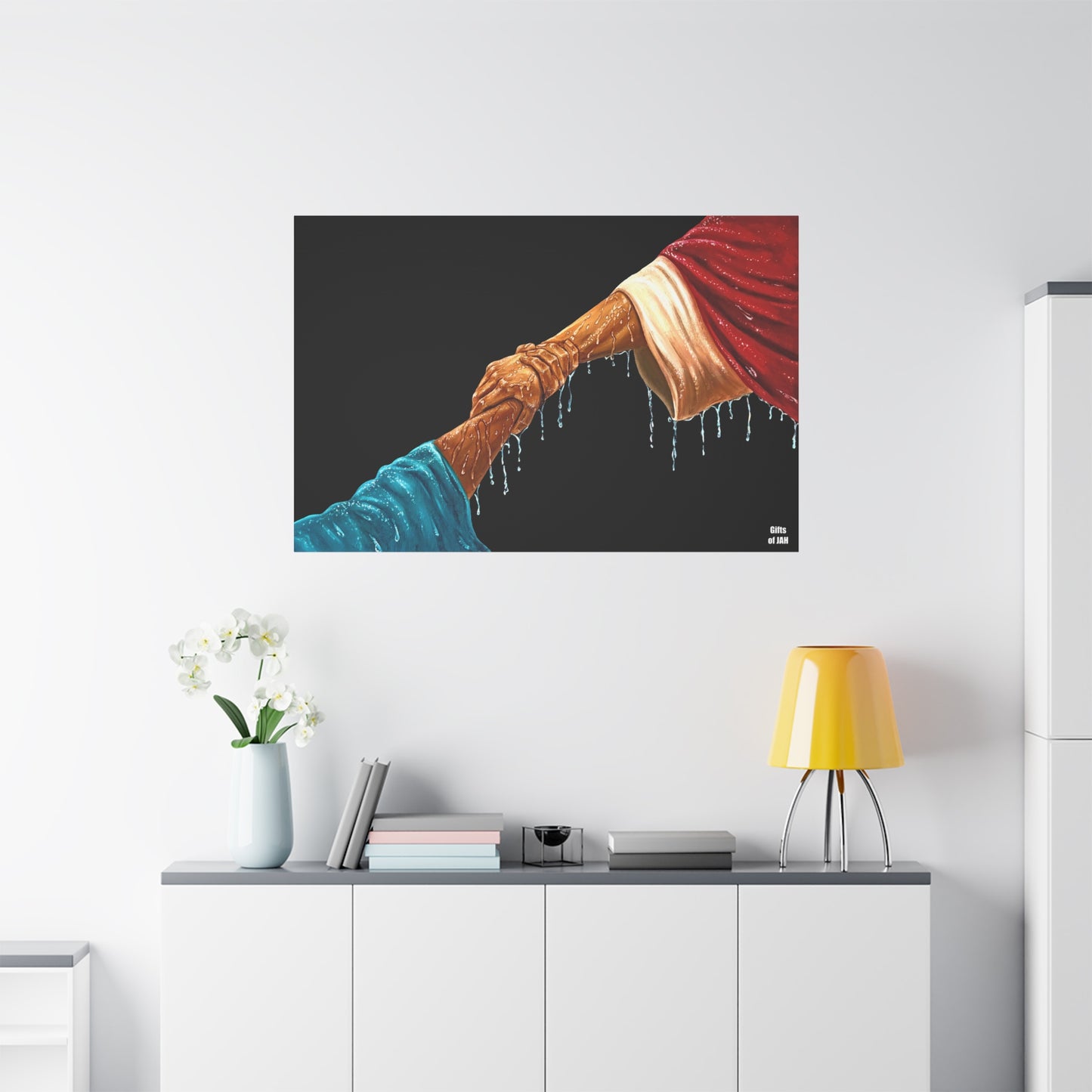 Keep Your Eyes on Him | Religious Helping Hands Matte Canvas Wall Art, Faith-Inspired Art