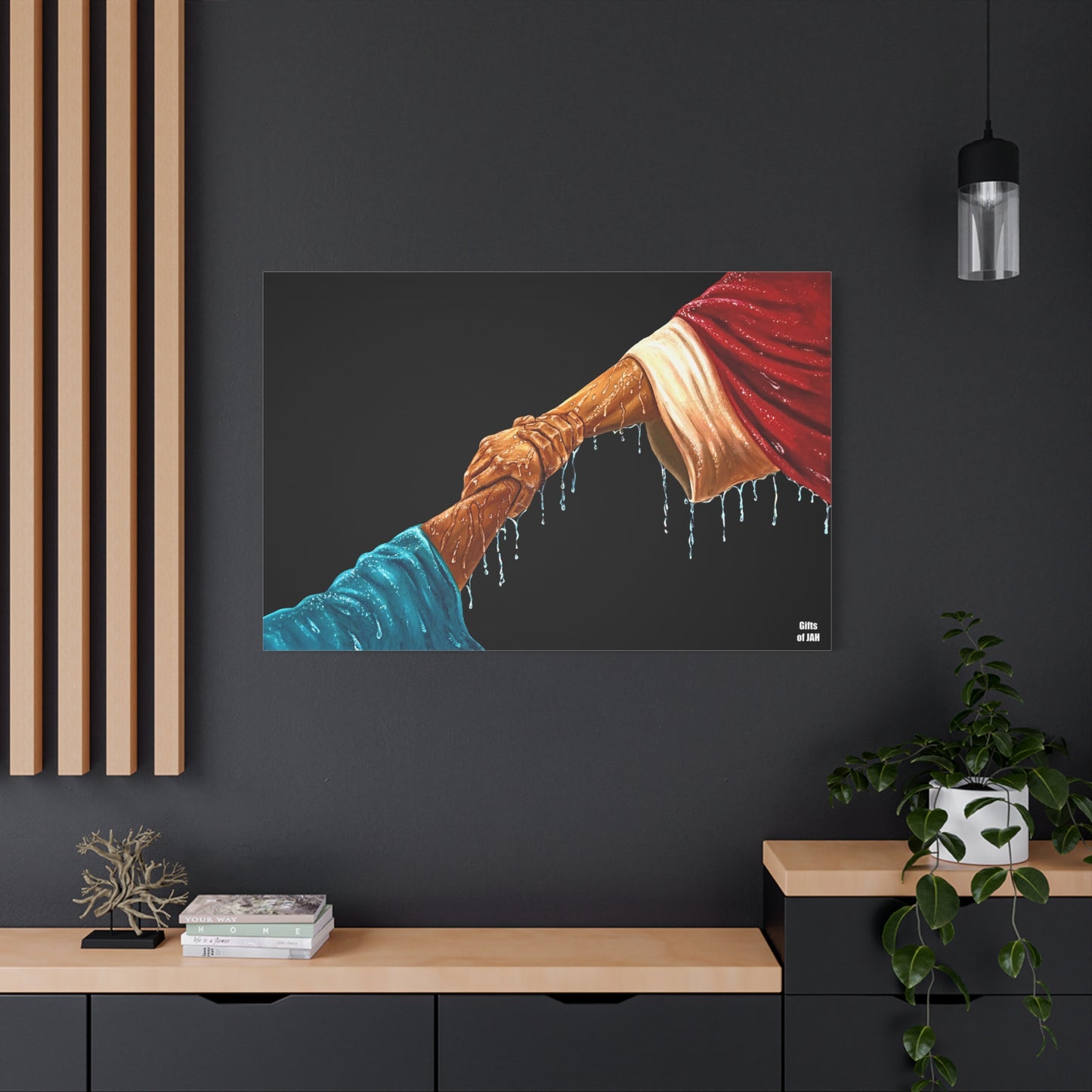Keep Your Eyes on Him | Religious Helping Hands Matte Canvas Wall Art, Faith-Inspired Art
