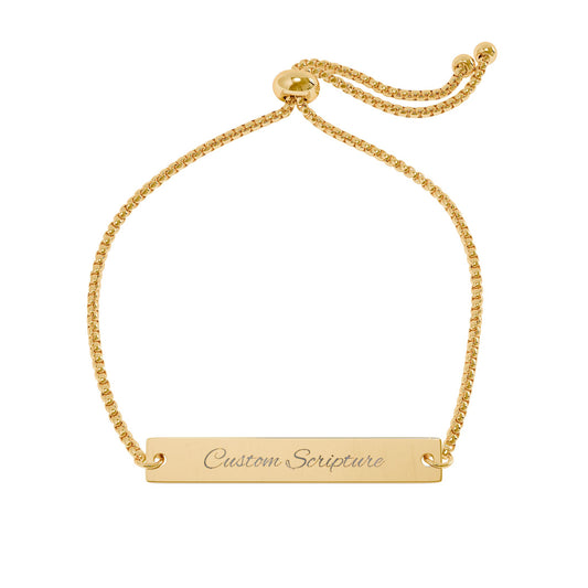 Personalized Bracelet| Custom Scripture Adjustable Flat Bar Bracelet (Engraving)