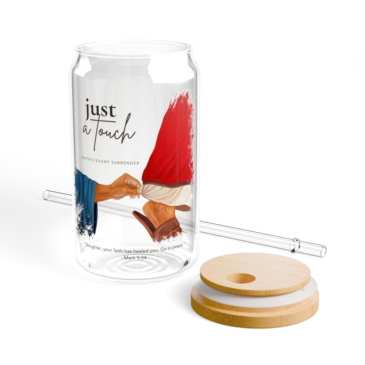 Faith's Silent Surrender Glass Cup With Lid, 16oz