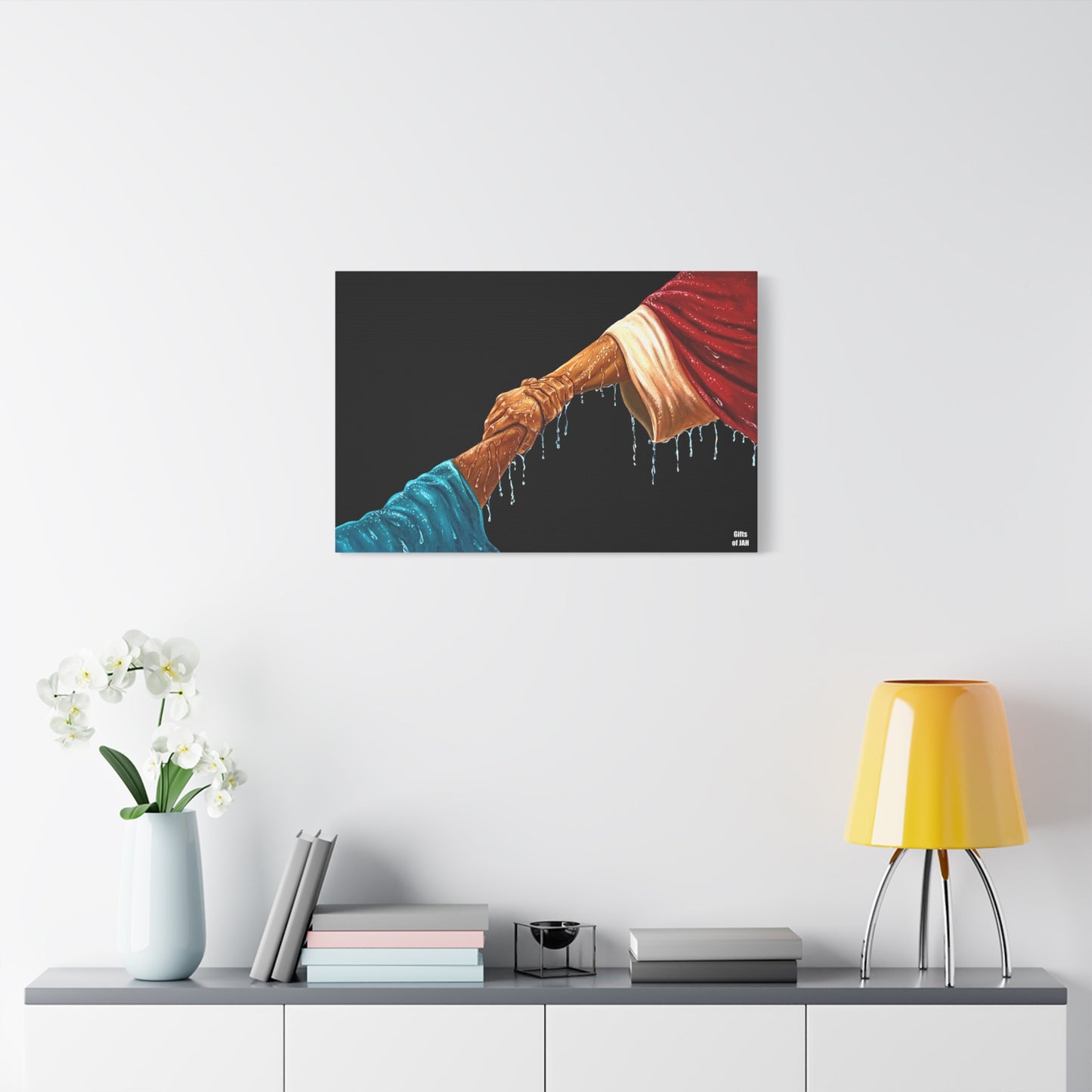 Keep Your Eyes on Him | Religious Helping Hands Matte Canvas Wall Art, Faith-Inspired Art
