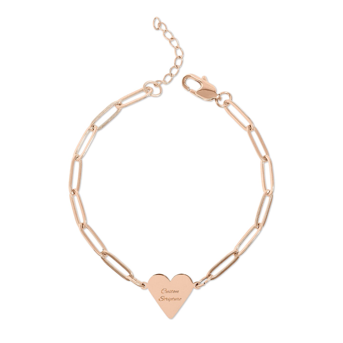Personalized Heart Bracelet (Engraving) | Custom Scripture Paperclip Bracelet